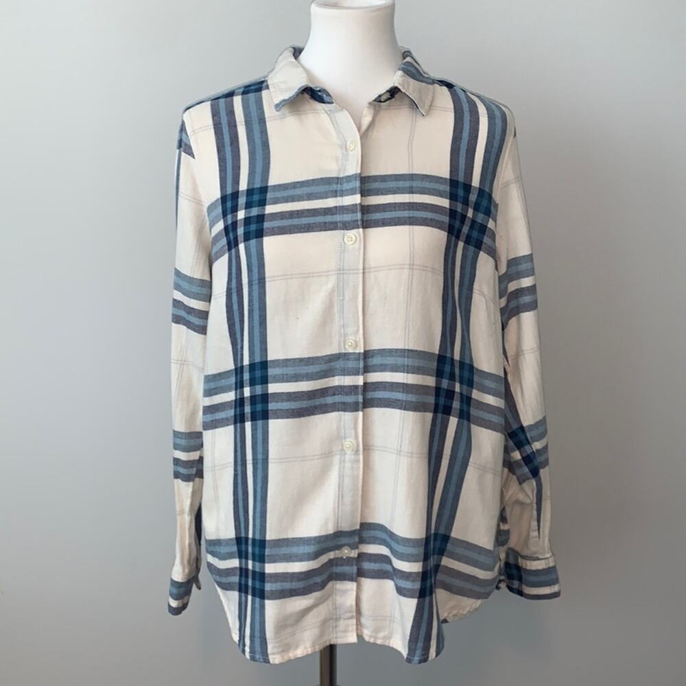 Old Navy Peak Cotton Button Down Plaid Classic Flannel Sz L